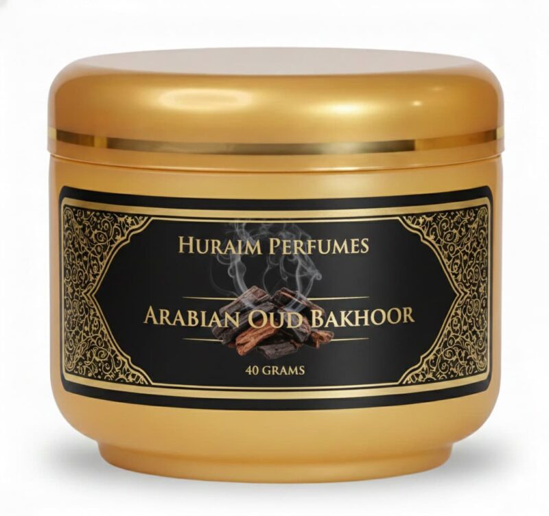 Arabian Oud Bakhoor, Huraim Perfumes, Oud incense chips, Bakhoor burner chips, luxury incense, home fragrance, agarwood chips, 40g bakhoor.