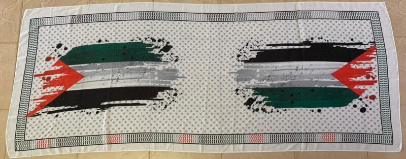 Premium Palestinian Flag Keffiyeh Scarf – Arabic Calligraphy Wrap